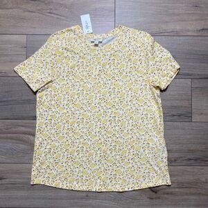 Style & Co Women's Ditsy Floral Print Basic Short Sleeve Shirt Size XL
